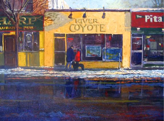 River Coyote gallery- Port Credit, Mississauga- - Oil Painting by Dermot McKeown