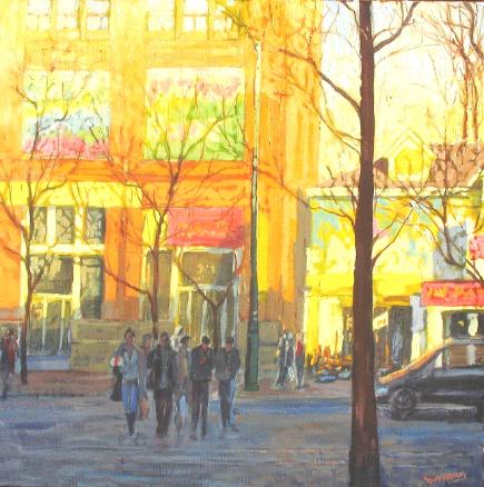 The Gift- Spadina area Street Scene, Toronto- Original Oil painting by Dermot McKeown