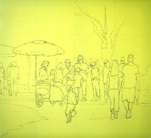 The Ice Cream Vendor- oil painting demonstration by Dermot McKeown-Drawing