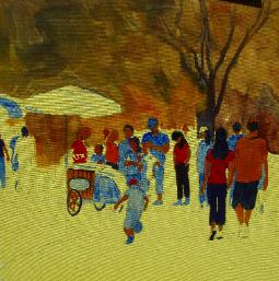 The Ice Cream Vendor- oil painting demonstration by Dermot McKeown-underpainting