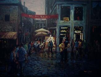 Rue des Artistes, Montreal street scene - Original Oil painting by Dermot McKeown
